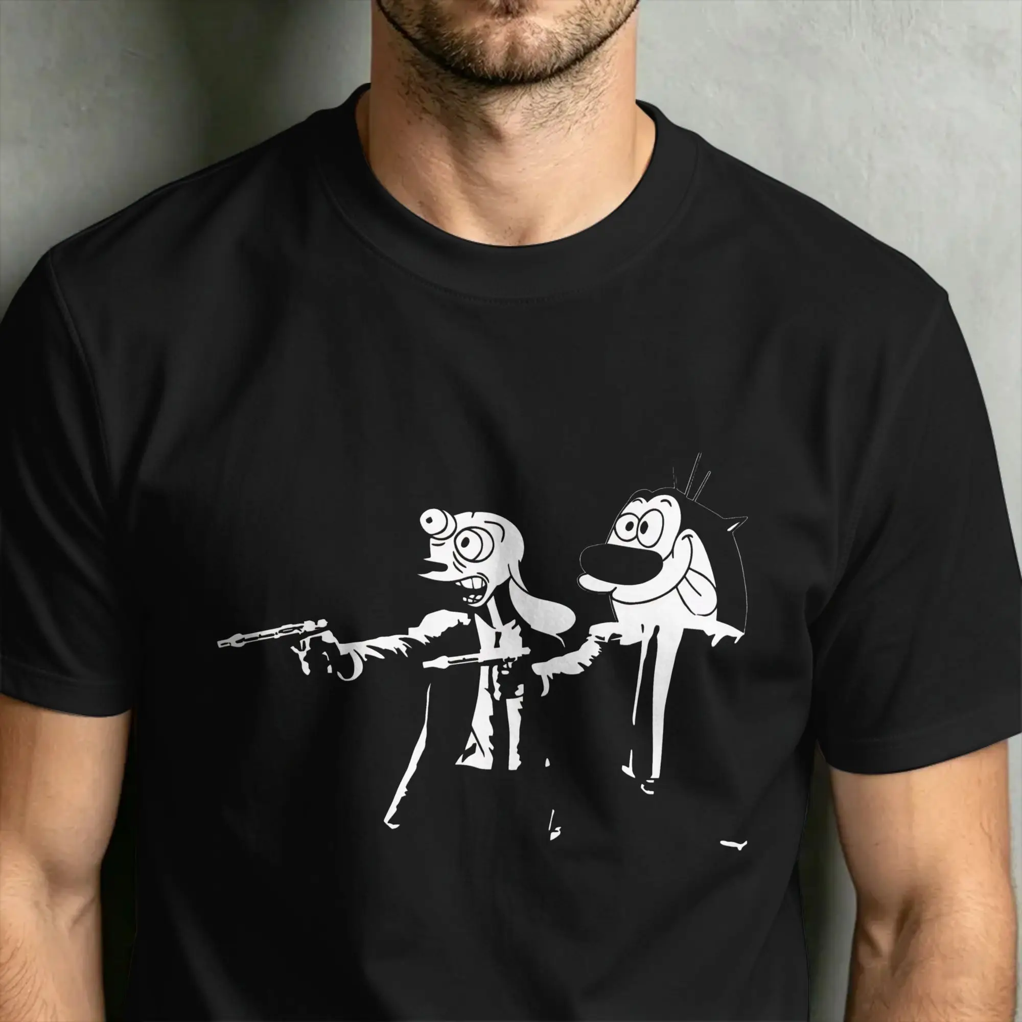 Men's Ren And Stimpy Show T Shirt  Cotton Tops Leisure Short Sleeve Crew Neck Tees Graphic Printed T-Shirts