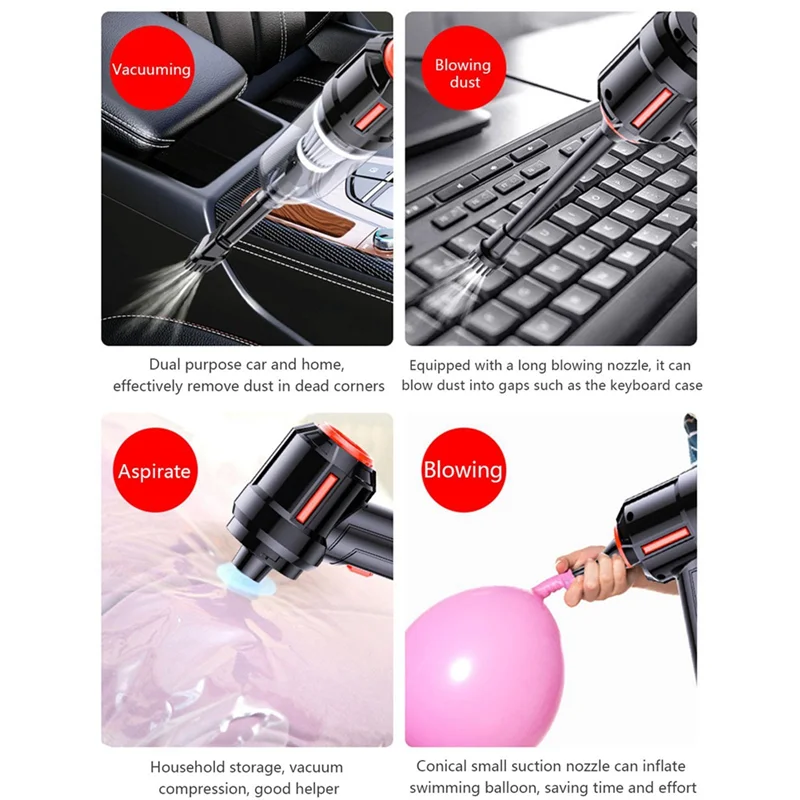 Car Vacuum Cyclone Suction Portable Cordless Handheld Auto Vacuum Cordless for Home Appliance Car Accessories