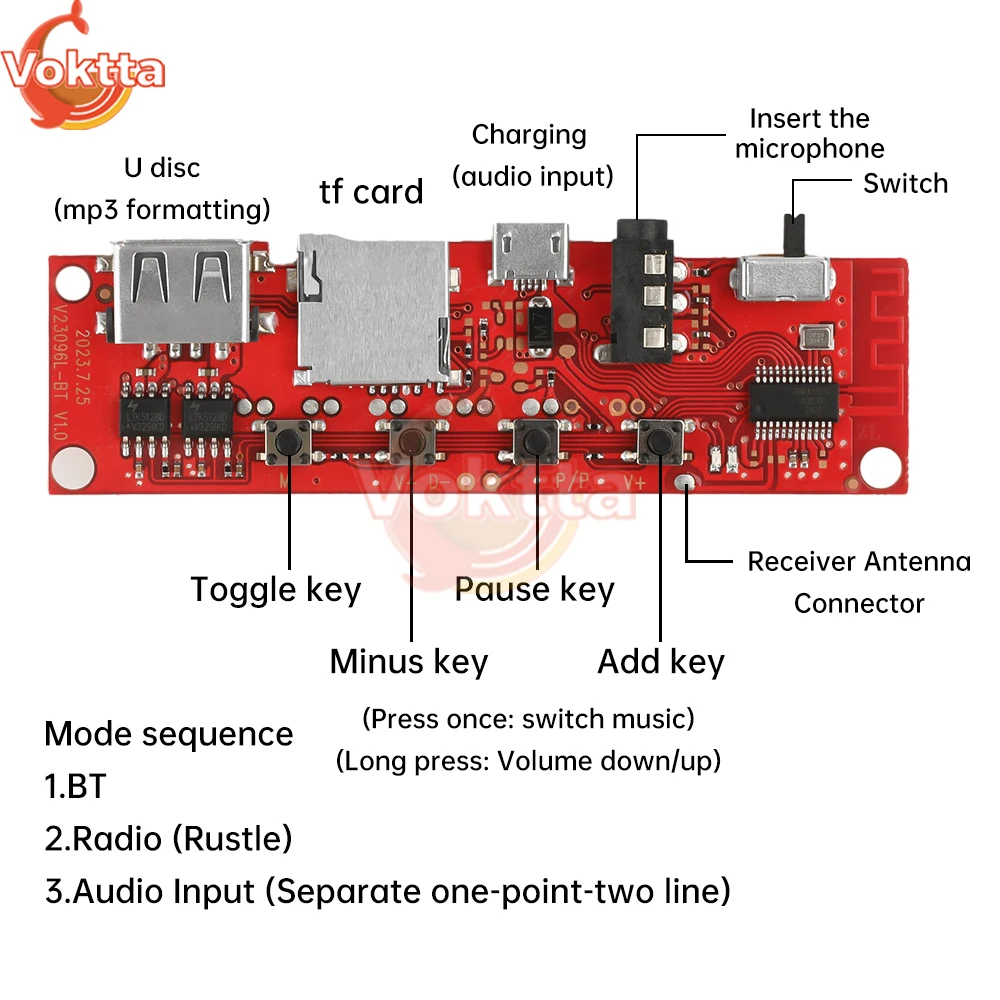 

DC 3.7V Bluetooth Audio Amplifier Board Dual Amplifier Decoder Board DIY Circuit Board MP3 Player Speaker 3.5mm AUX Receiver