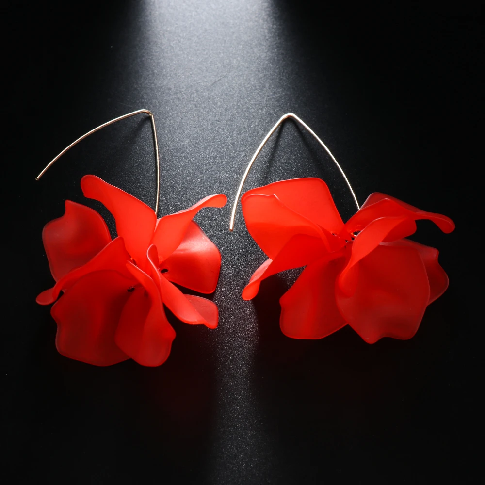 Fashion Flower Earrings Bohemia Handmade Petal Dangle Stud Vintage Resin Long Drop For Elegant Women Gifts Jewelry image 2