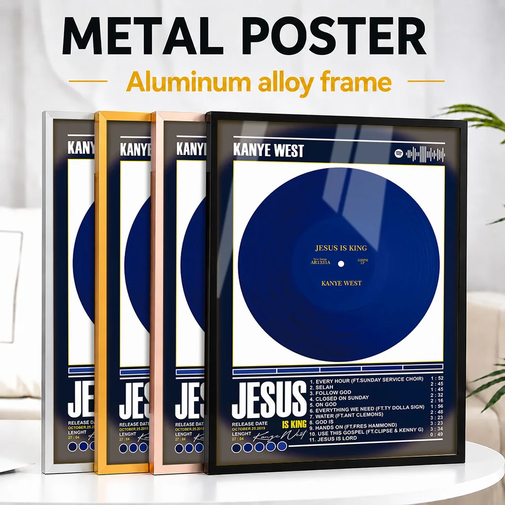 Kanye West - Album Jesus Is King, Impression Métallique Encadrée, Photo Personnalisée, Style Musical Audacieux, Décoration Murale pour Studio, Cadeau Unique pour les Auditeurs