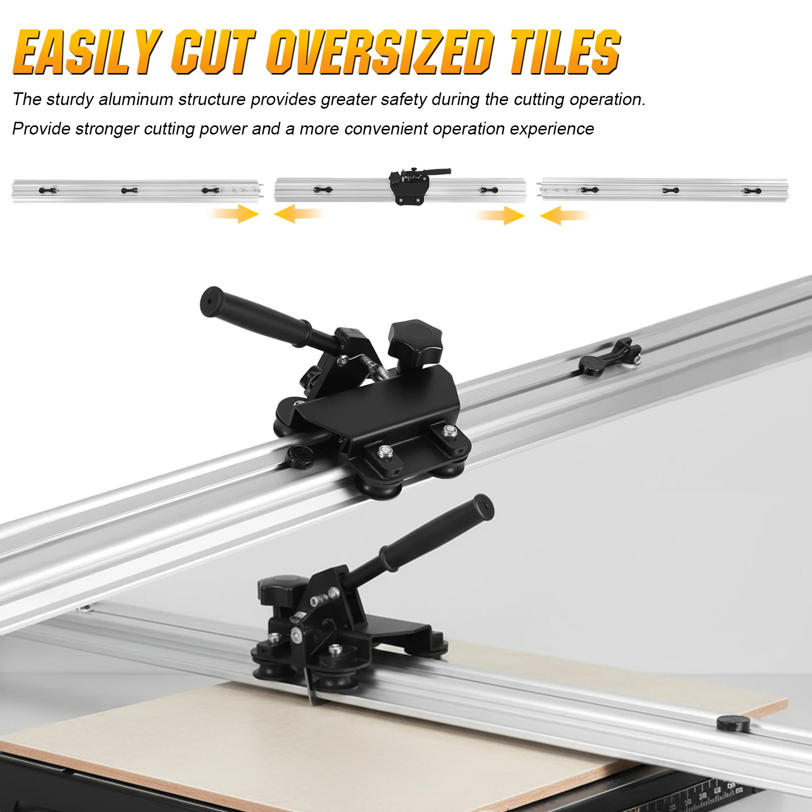 Cortador de azulejos de porcelana e cerâmica de 106 polegadas para azulejos com espessura de até 0,47 polegadas com ventosas integradas para formatos grandes