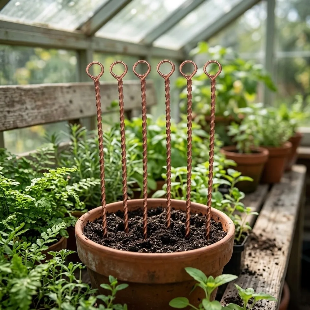 6/10Pcs Electroculture Plant Stakes Copper Wire Coil Antennas Bonsai Fixing Rod Plants Garden Stakes Garden Tools