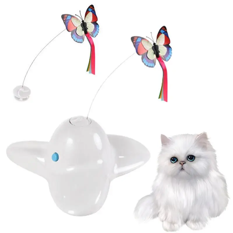 Interactive Pet Toys Cat Toy Moving Cat Toys With LED Light Weighted Base Butterfly Flutter Pet Exercise Toy Self Play