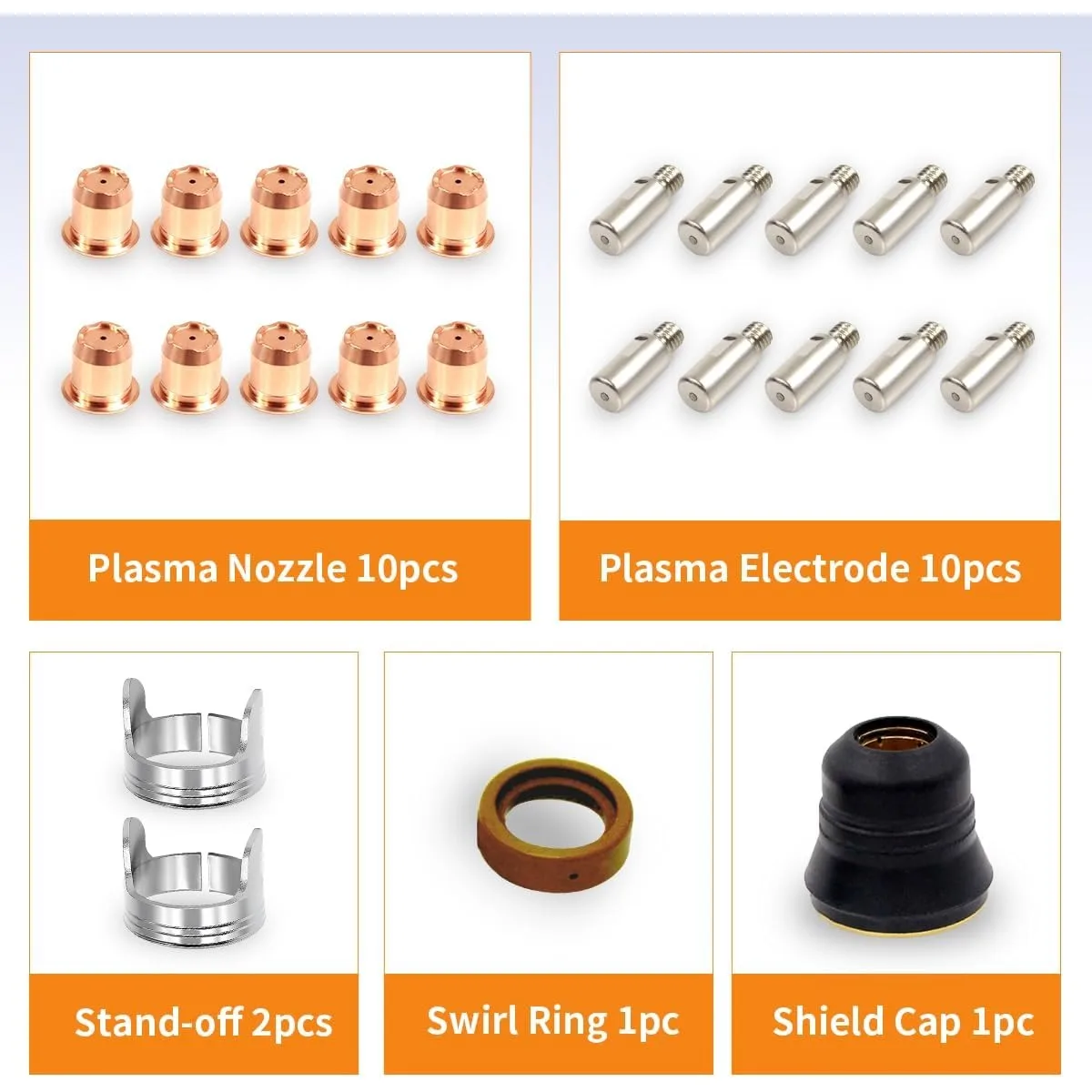 24PK S45 IPT40 Plasma Cutting Consumables Kit Electrode Tip Standoff Shield Cap Swirl Ring Fit for S45 IPT40 Plasma Cutter