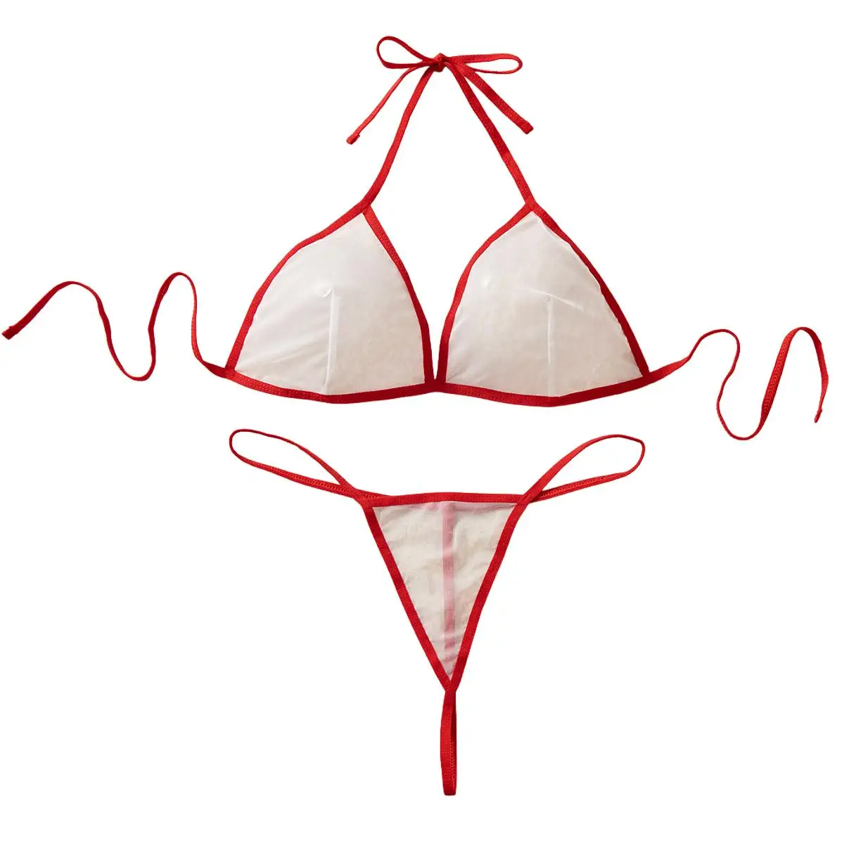See-through Bikini Transparent Intimates Underwear Bra Panties Set Ultra Sexy G-string Mesh Erotic Costume Sex Doll Lingerie