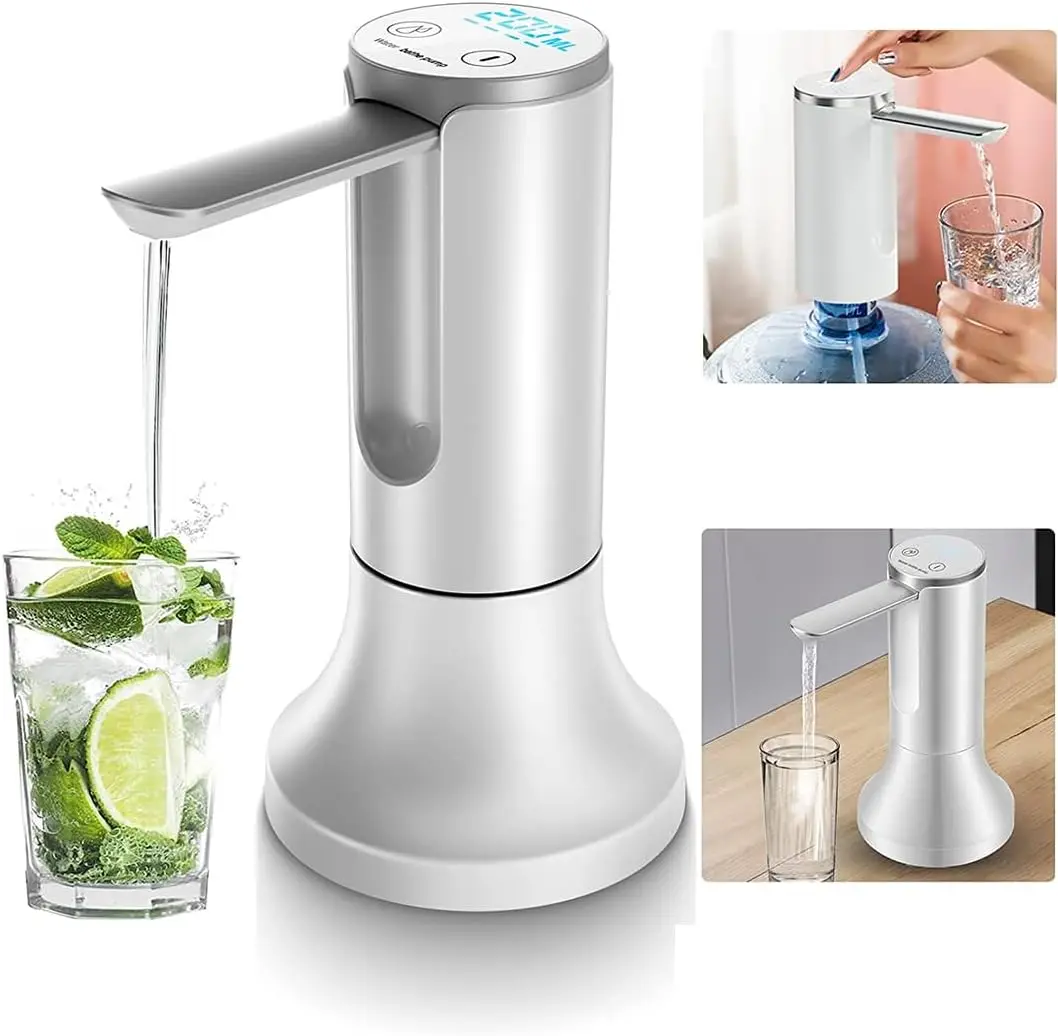 موزع مياه لسطح المكتب مع قاعدة، مضخة مياه كهربائية قابلة للطي، شحن USB مع إيقاف تشغيل تلقائي، عالمي لـ 2-5