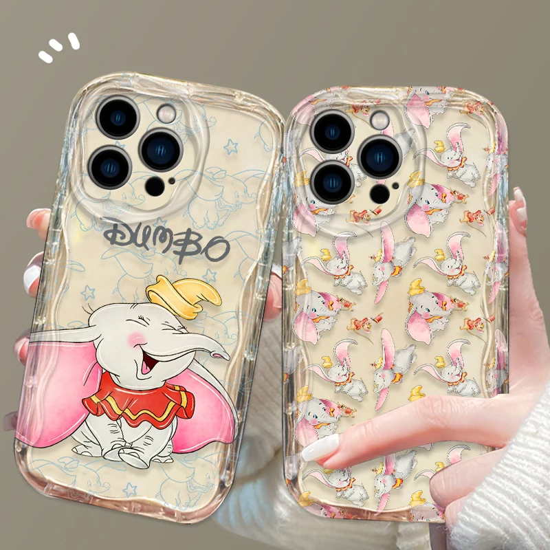 Dumbo Cartoon Love Phone case For Apple iPhone 15 14 13 12 11 Pro X XR XS Max Plus 8 7 Plus SE Wave Oil Cover