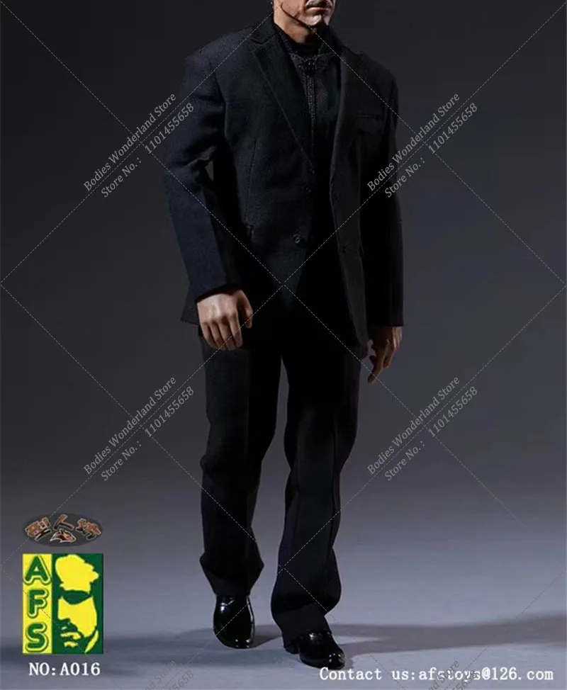 AFS A016 1/6 Scale Male Casual Black Suit Coat Shirt Pants Shoes Glasses Accessories Fit 12'' BD001 Narrow Soldier Action Figure