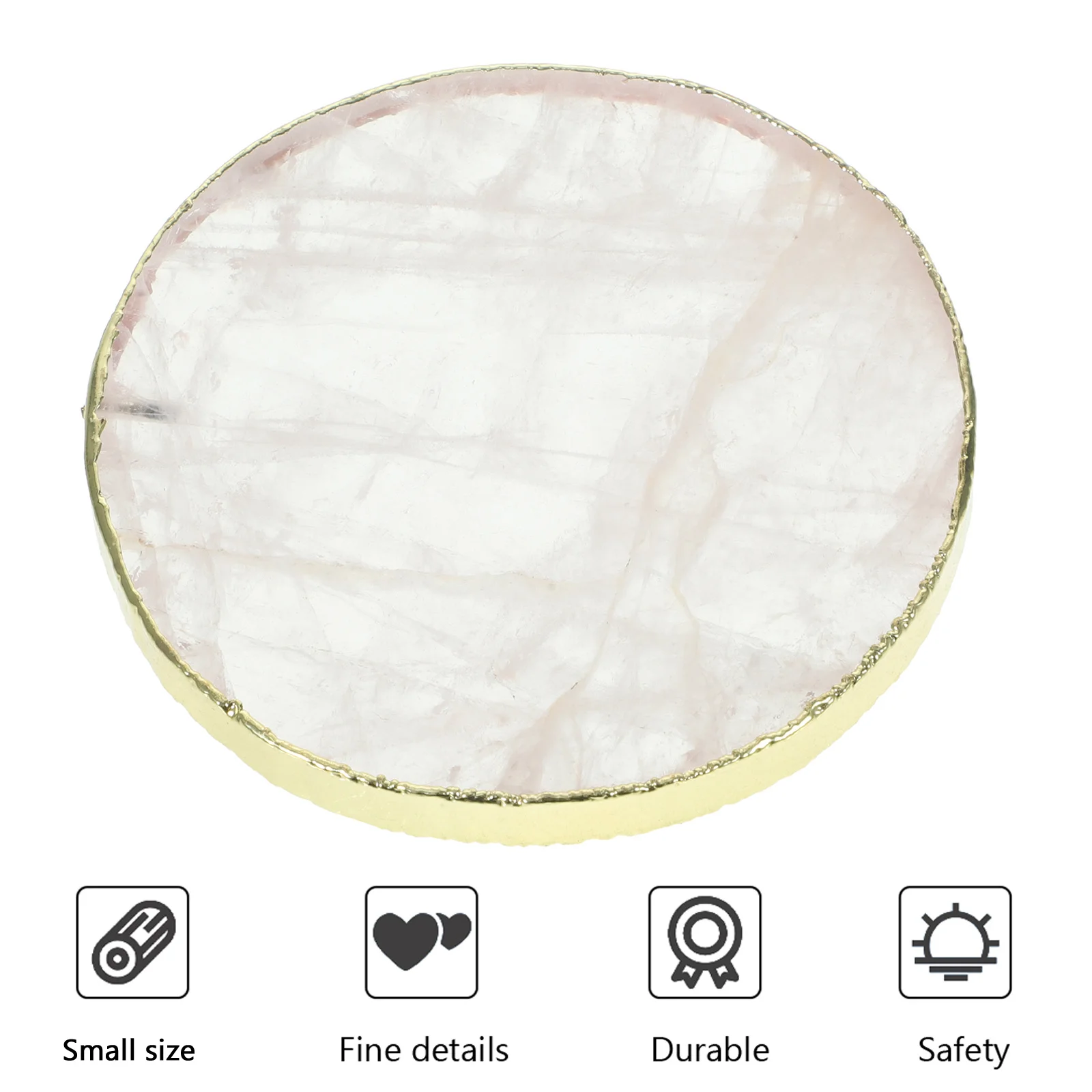 

Natural Pink Crystal Cup Coaster Round Smooth Table Mat Decorative Crystal Mug Placemats for Office Home