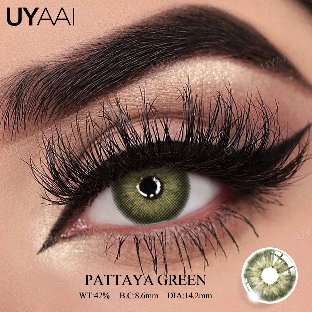 UYAAI Farbige Kontaktlinsen, natürliche schüler, schwarze Linsen, Schönheit, grüne Kontakte, Make-up, blaue Pupillenlinsen, Augenkontaktlinsen, natürlicher Look