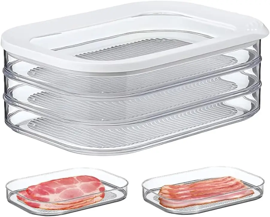 

Deli Meat Container for Fridge,Bacon Lunch Meat Container for Refrigerator, Stackable Food Storage Boxes with Lid for Cold Cuts