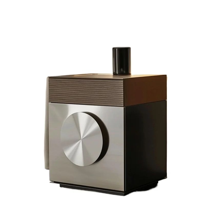

Italian minimalist stainless steel bedside table, master bedroom high-end design sense niche storage locker