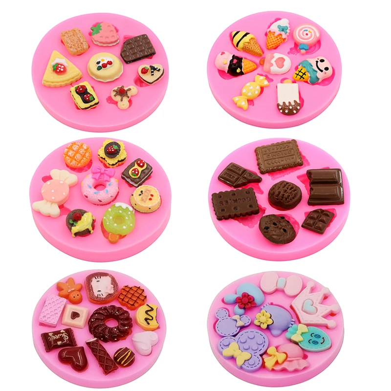 Mini Candy Cookie Love Ice Cream Shape Resin Jewelry Accessories Silicone Mould DIY Chocolate Flip Cake Dessert Decoration Molds