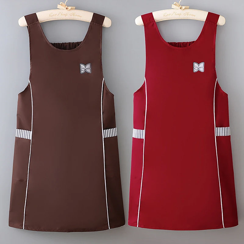 ファッショナブルなスリムチョッキエプロン防水ウエストストラップエプロン無地耐油調理ベーキングユニフォーム通気性