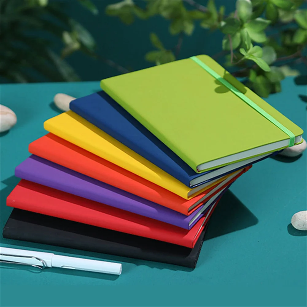 A5 Red Blue Elastic Binding Creative Business Office Notebook Book Student Diary Notepad Office Stationery  Diary Agenda Notepad