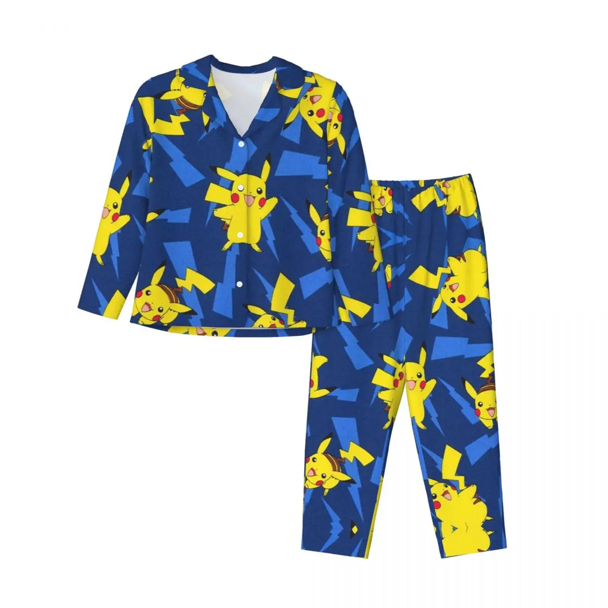 

Pokemon Women's Pajamas Set Button Down Pajama 2 Piece Suit Pyjama Femme Nightwear Loungewear