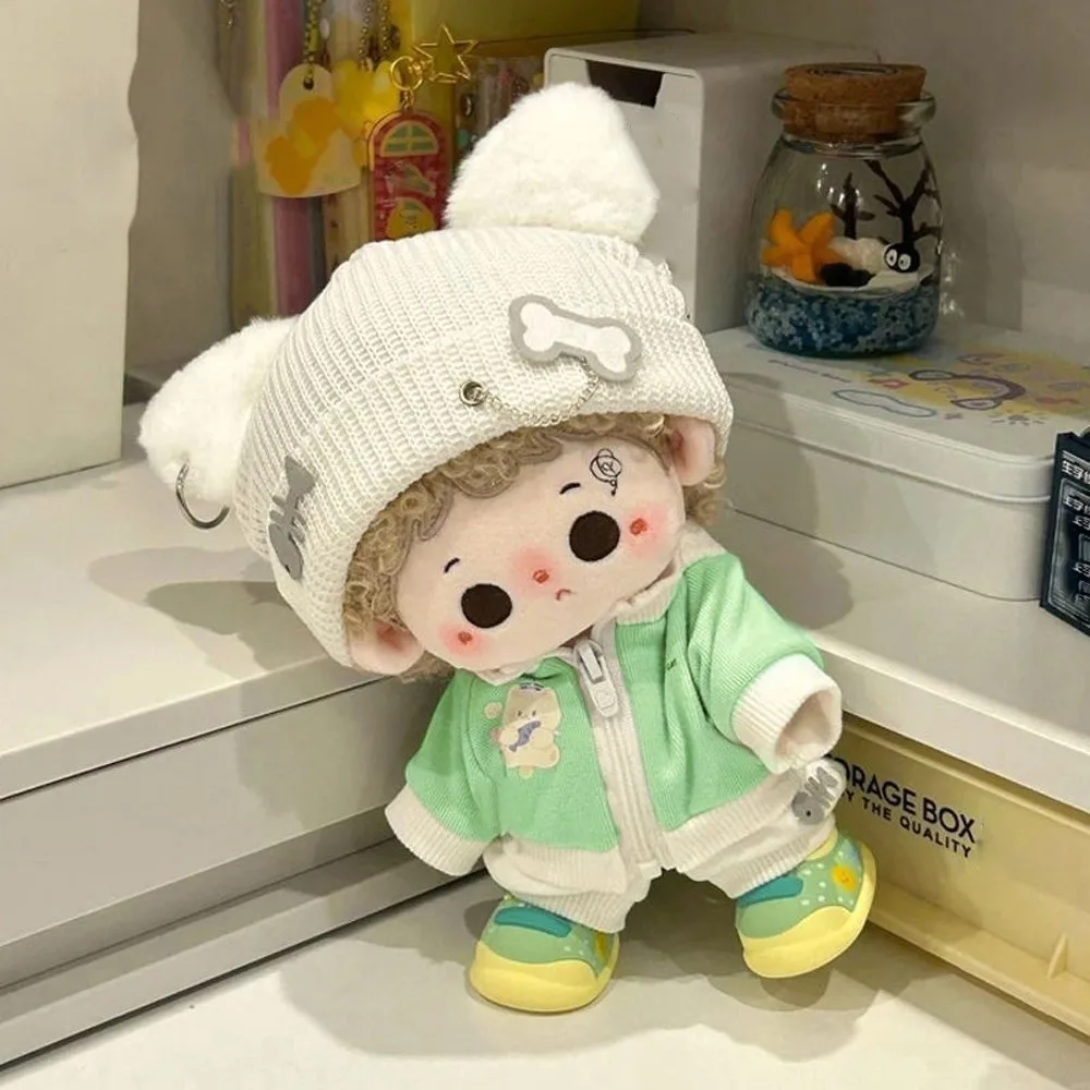 Kat Jas 20 cm Katoenen Poppenkleertjes Visgraat Broek Katoenen Pop Outfit Mini Leuke Hoed Poppenkleertjes Set Katoenen Pop Accessoires