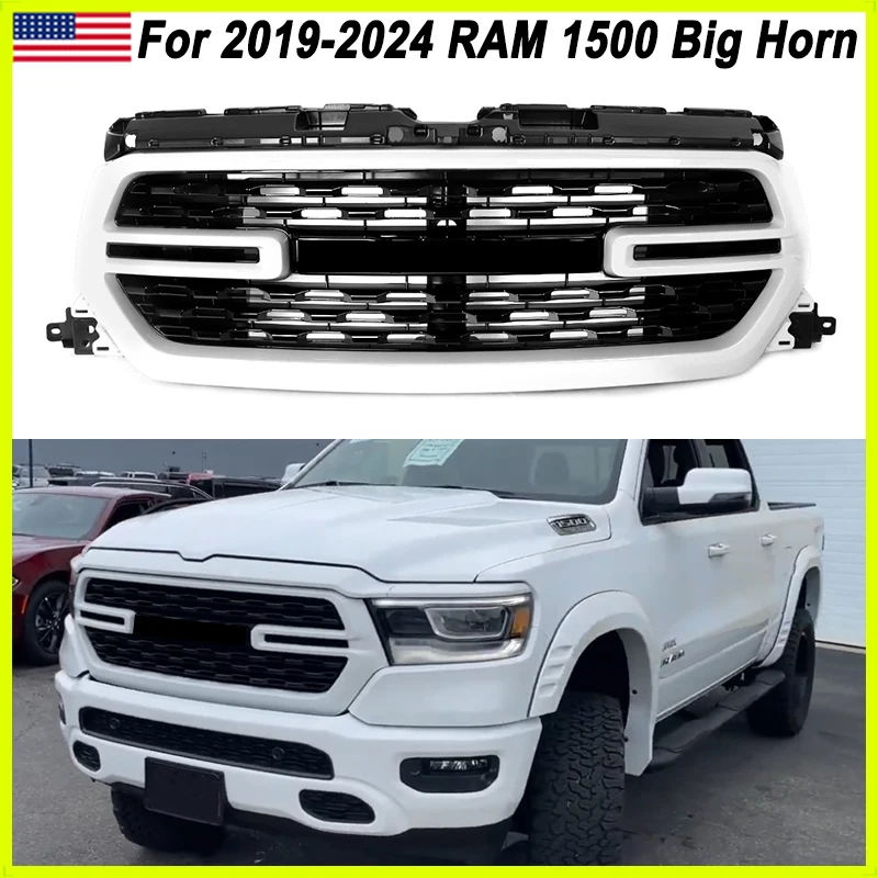 

Lariat Style Oxford White Grills Compatible with 2024 2025 Ford F150 F-150 F-150 Front Bumper Upper Grille Air Intake Mesh Grill