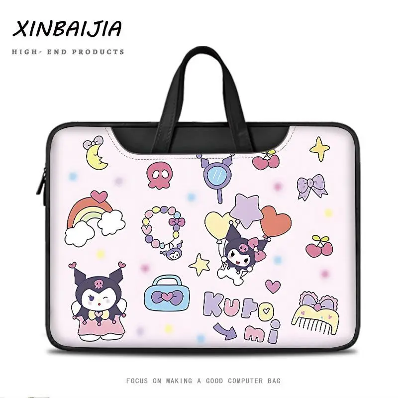 

Sanrio kuromi Laptop Bag Cute Large Capacity Tablet Organizer Cartoon Handbag Laptop Case 15.6in 13.3in 14in 16in Briefcase gift