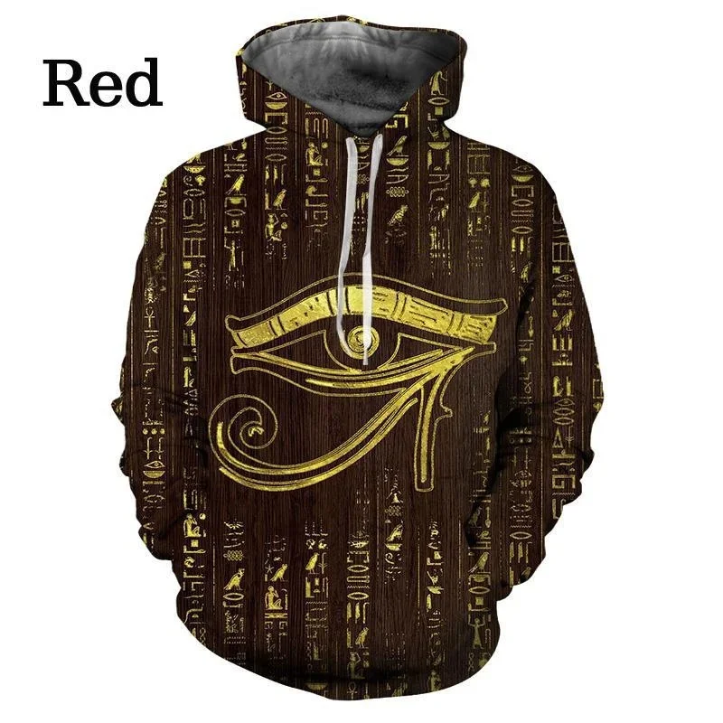 3D Printed Ancient Egypt Eye Horus Hoodies For Men Retro Graphic Pullovers Casual Hooded Oversized Sweatshirts Long Sleeves