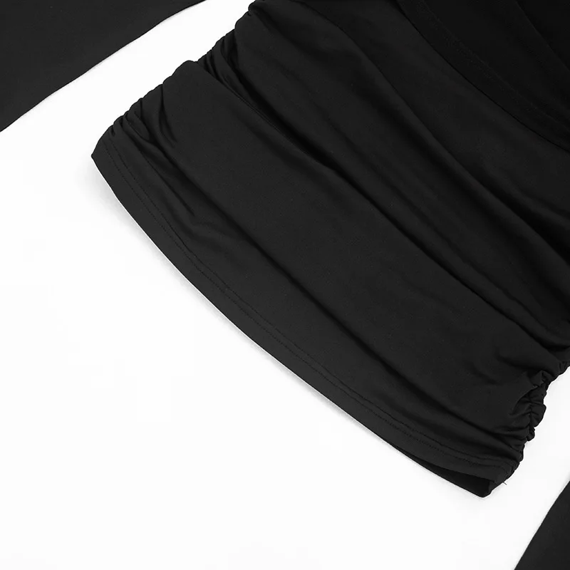 2026 Frühling Sommer Damen Langarm-T-Shirt mit drapiertem Kragen, plissiertem Schal, schmal geschnitten, Stretch-Oberteil, elegant, lässig, Alltagskleidung – Detail 31