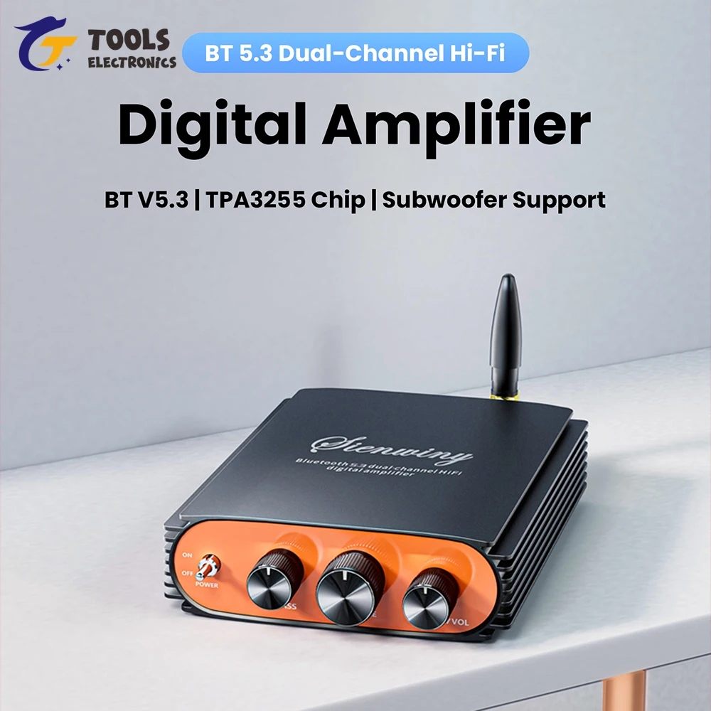 

YS-KL5 TPA3255 BT 5.3 Audio Digital Amplifier 300W+300W Dual Channel Mini HiFi Stereo Class D Amp Bass Treble For Home Theater