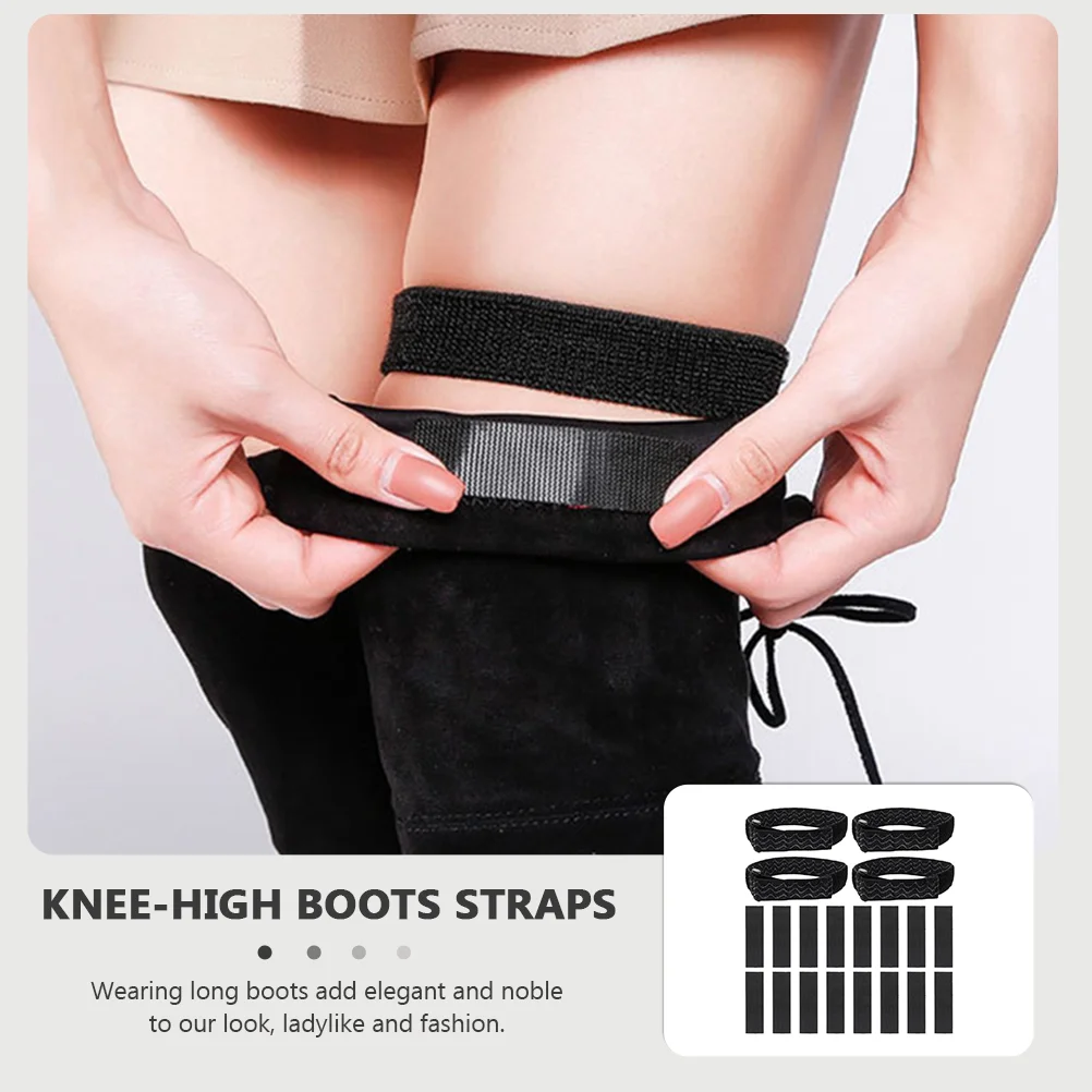 2 Sets Boots Women's Anti Drop Strap Straps for Thigh Non-slip Elastic Fixing Fixed Black Anti-slip Over-knee Cords