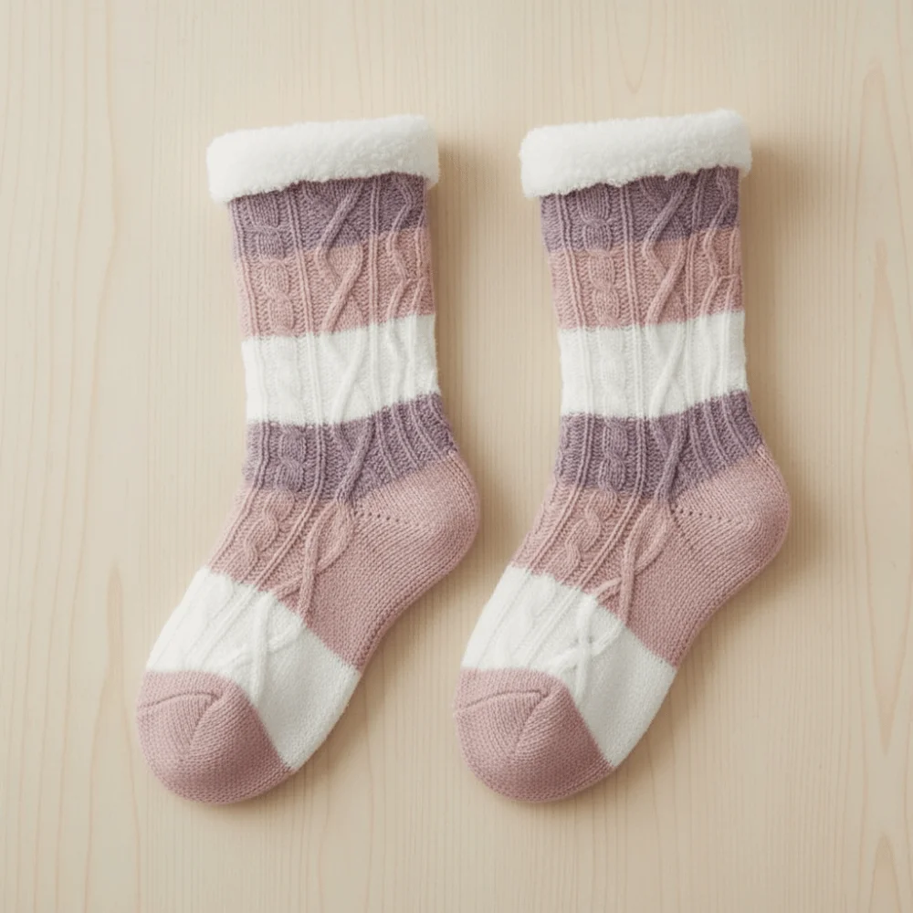 موضة العجين المقلي تويست شريط جوارب صوفية رشاقته الدافئة المرجان جوارب صوف الجوارب Kawaii النوم الجوارب النساء خريف شتاء