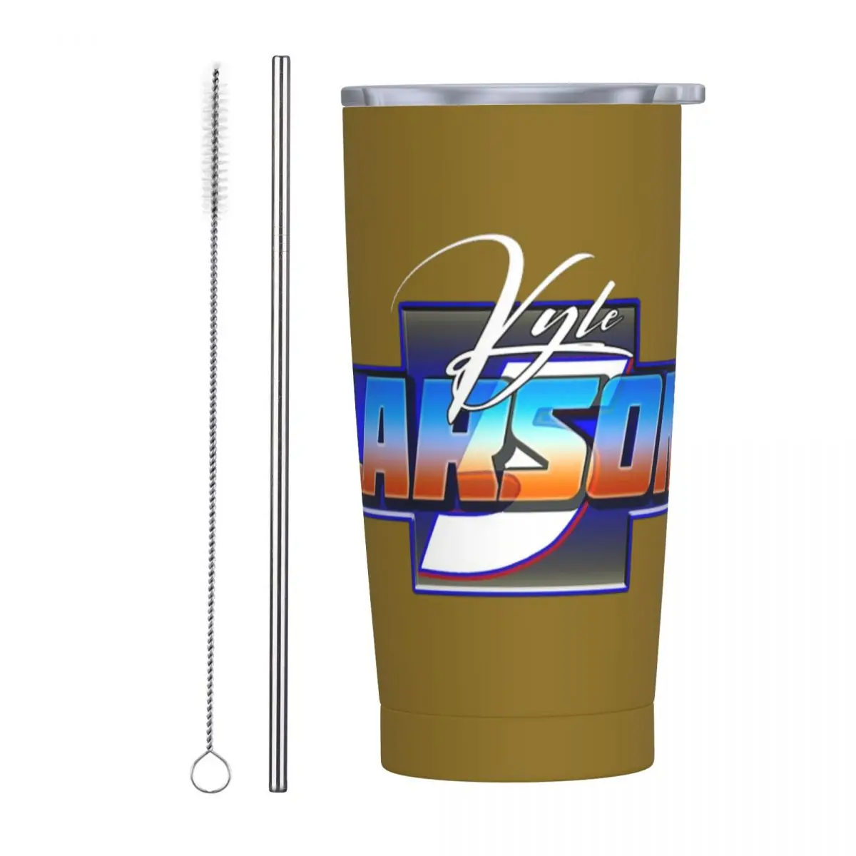 Kyle Larson CHEVY 5 Stainless Steel Tumbler Vacuum Insulated Mugs Thermal Cold Bottle Straws With Lid 20oz