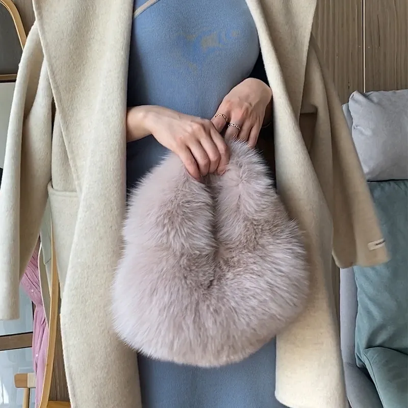 ใหม่แฟชั่น Fox Fur กระเป๋าถือผู้หญิงแฟชั่นกระเป๋าถือแฟชั่นระดับไฮเอนด์ Trand แฟชั่น Produt