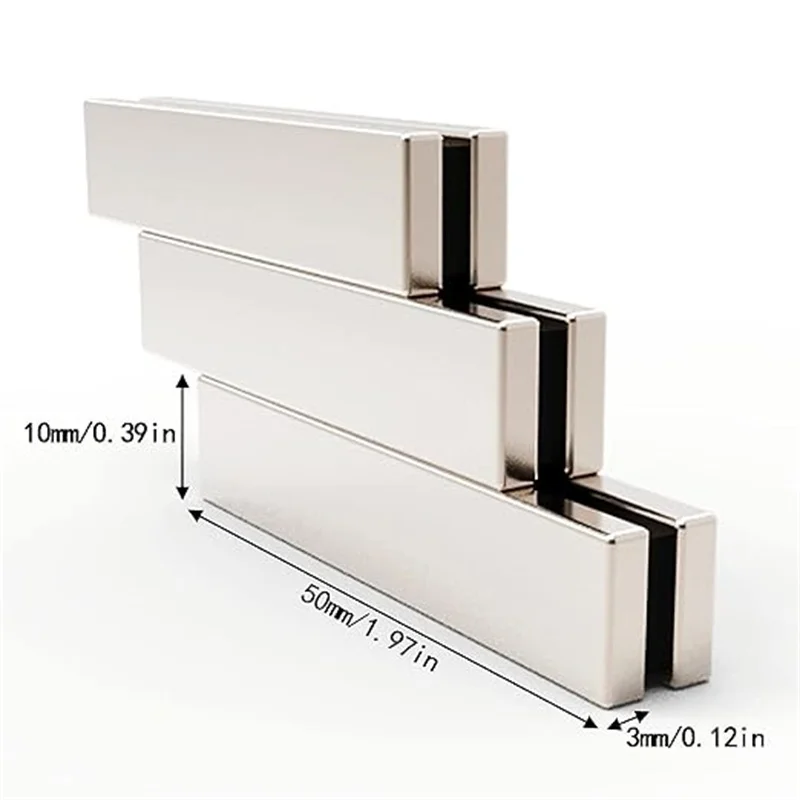40x10x3/50x10x3/60x10x3mm Starke Rechteckige Magnetstäbe, Leistungsstarke Magnete für Basteln, Kühlschrank, Wissenschaft, Büro und Werkzeugaufbewahrung – Detail 9