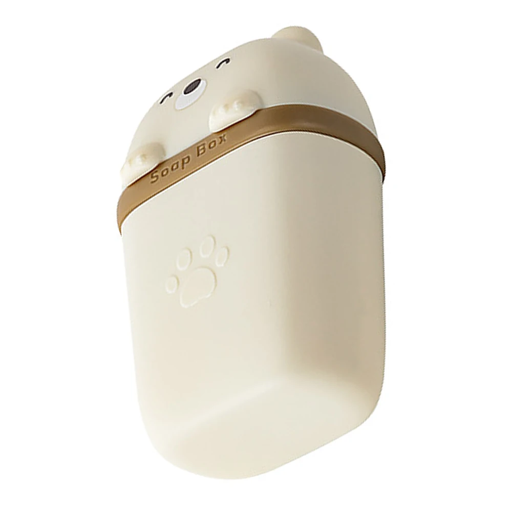 

1pc Portable Sealed Soap Dish with Lid Bear Shaped Leak Proof Travel Case for Shower Kitchen Plastic Container Box