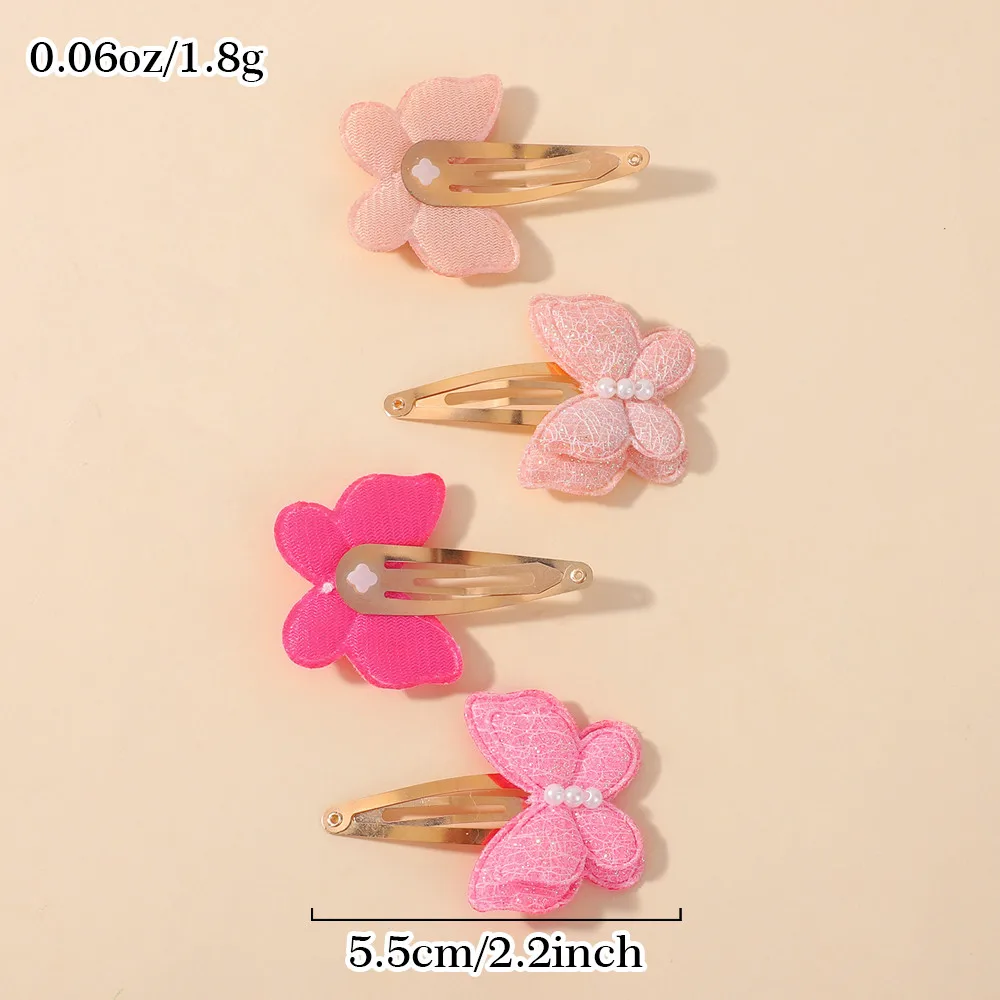 

4Pcs/set Sweet Cotton Butterfly Hair Clip for Baby Girls Fashion Pearl Double Layered Bow Hairpins Hair Bangs Hair Accessories