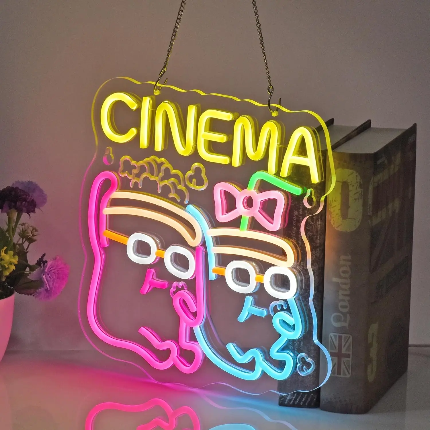 Cinema Neon Sign LED Popcorn Drink Neon Lights Wall Decor for Commercial Home Theater Cinema Movie Film Room Decor USB Dimmable