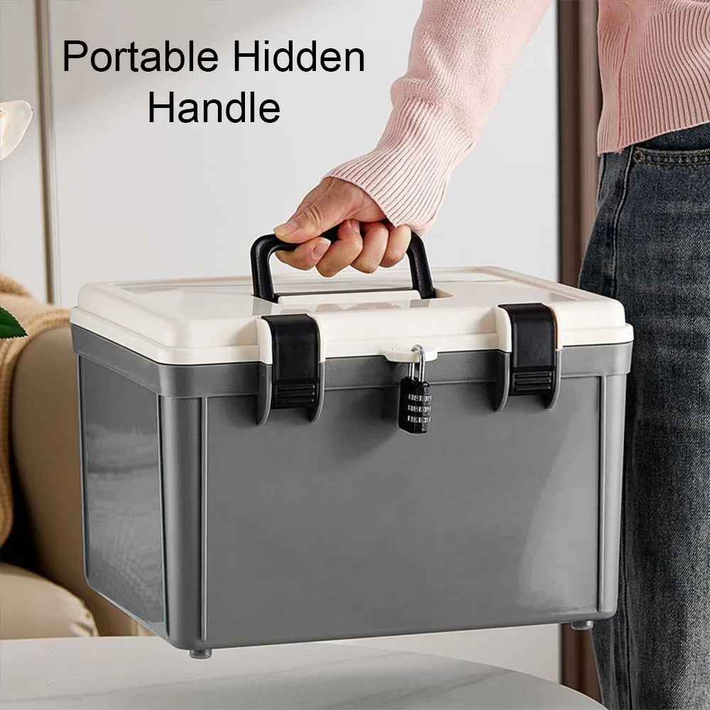 Password Lock Safe Box Household Cash Jewelry Storage Box Travel Portable Privacy Security Organizer Case for Passport Document