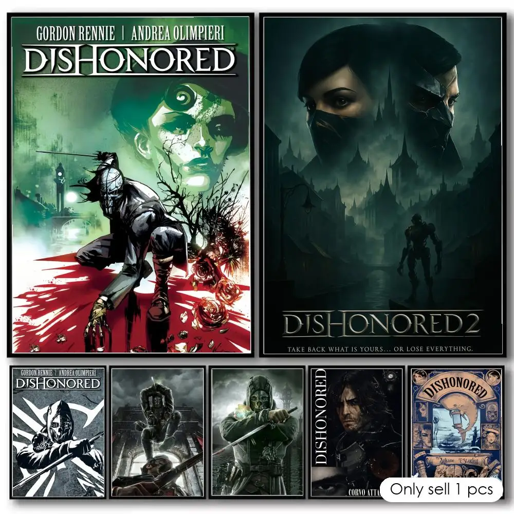 Game D-Dishonored Vintage Painting Calligraphy Cotton Canvas Wall Art Poster Quality Decor Painting for Home Decor
