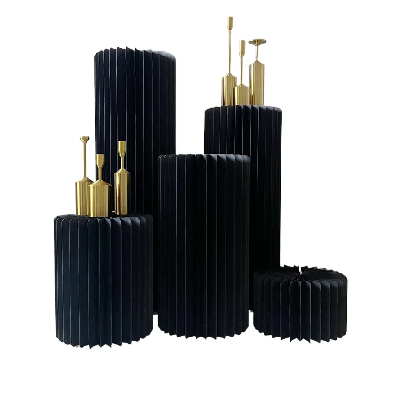 

folding dessert shelf table ornament Roman column black cylindrical column wedding window origami home decor Wedding birthday