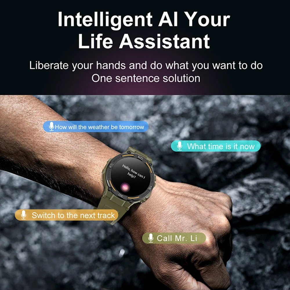 2025 nuevo reloj inteligente al aire libre para hombres 360*360 pantalla HD linterna de ritmo cardíaco impermeable Bluetooth llamada Smartwatch para Huawei Xiaomi