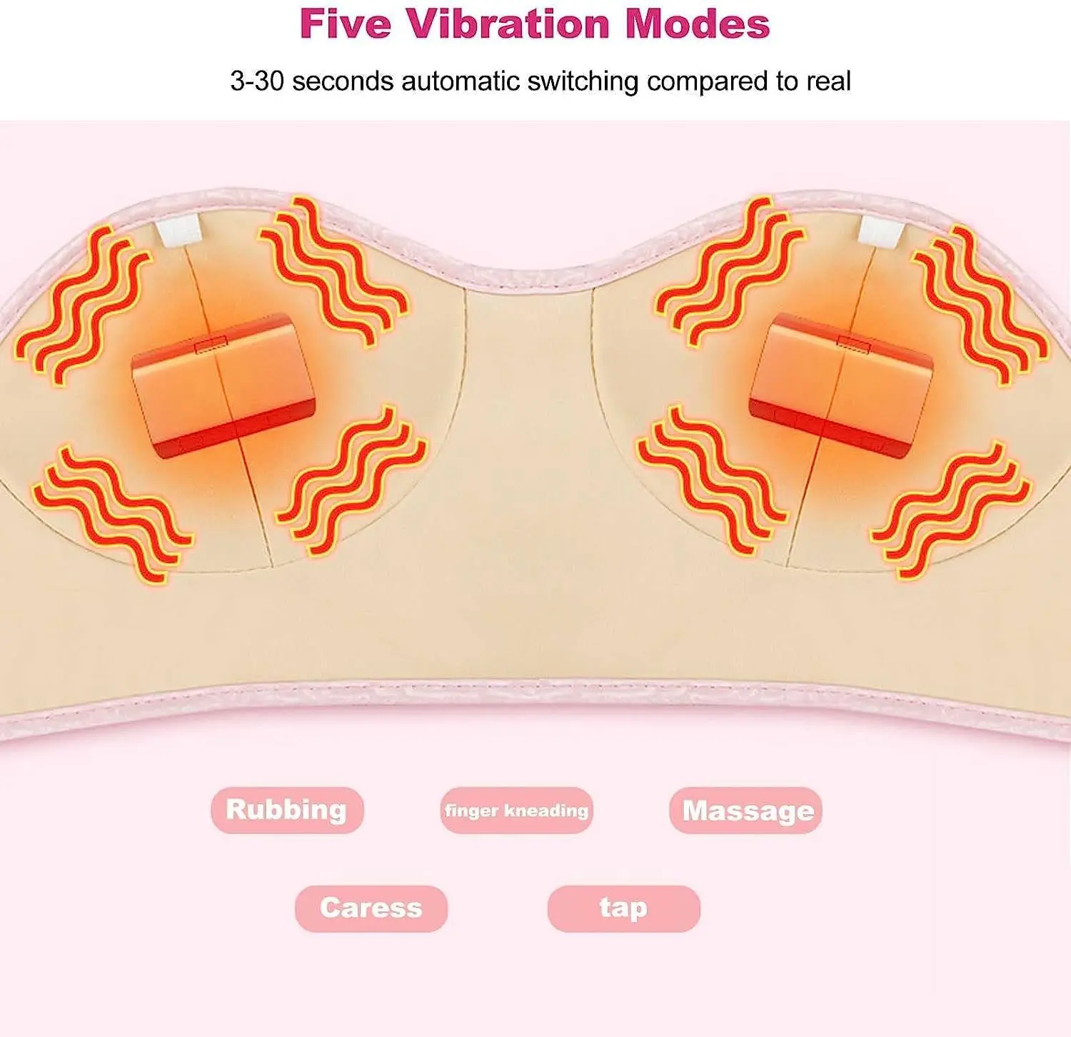 Breast Massager,Electric Breast Heating Chest Enlargement  Enhancer Bra Breast Machine with Heating 5 Modes 3 Levels Adjustment