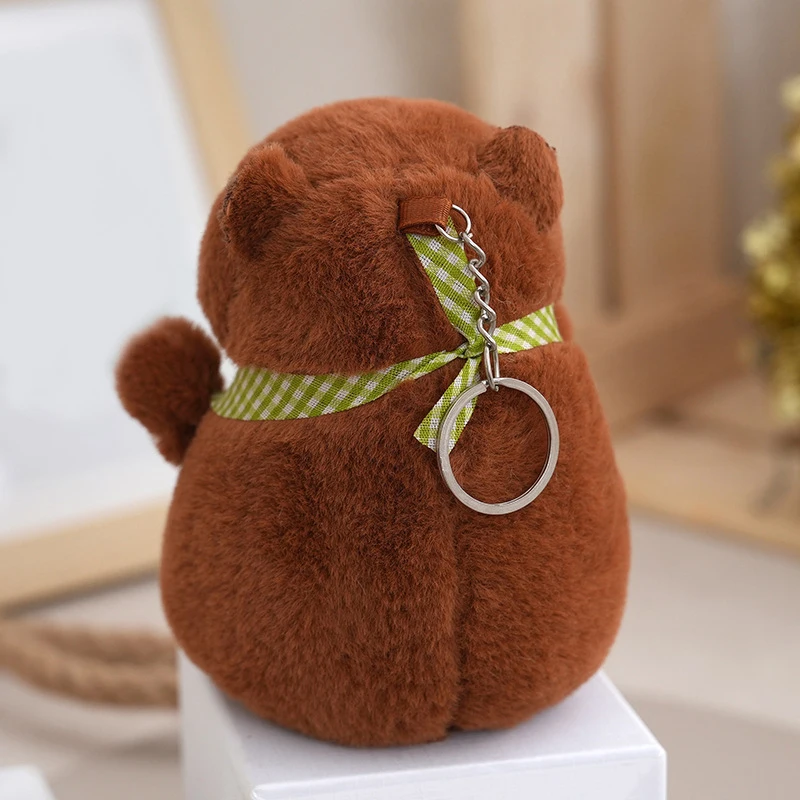 Kawaii Bruine Pluche Capibara Pop Speelgoed Knuffeldier Sleutelhanger Hanger Tas Decoratie Pluizige Dierenpop Pluche Sleutelhanger Kindercadeau