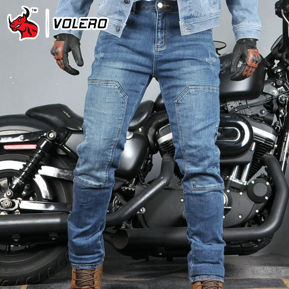 

Motocross Jean Pants Men Casual Stretch Retro Cargo Pants Outdoor Sports Riding Drop-resistant Protective Pants Protective Gear