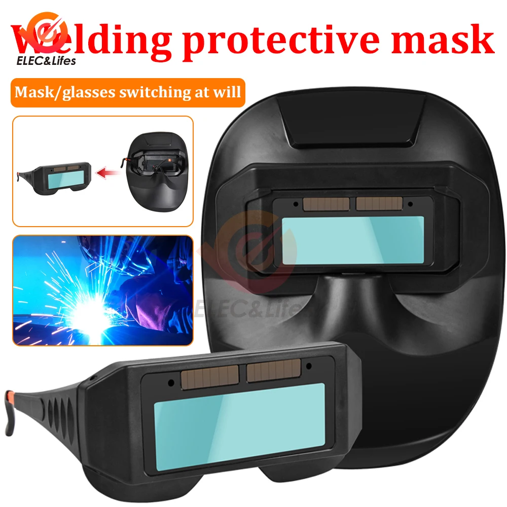 1Pcs Welding Helmet Welder Mask Chameleon Large View True Color Solar Power Auto Darkening Welding Large For Arc Weld Grind Cut