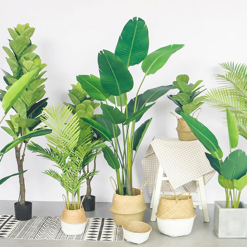 

Большое имитация зеленого растения в горшках для гостиной, комнатное напольное растение, листья лиры, Banyan, свободный хвост, подсолнечник, искусственный цветок, украшение
