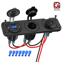 Kewig 12V Dual USB Outlet QC3.0 Cigarette Lighter Socket Splitter with Rocker Toggle w/ Voltmeter for Car Boat Truck Motorcycle