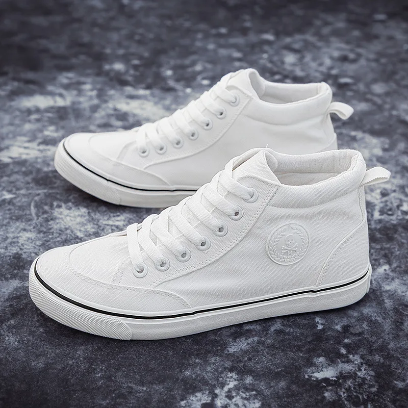 

New Design Men's High Top Sneakers Breathable Canvas Casual Shoes Street Skateboard Shoes for Men Lace Up Vulcanize Shoes
