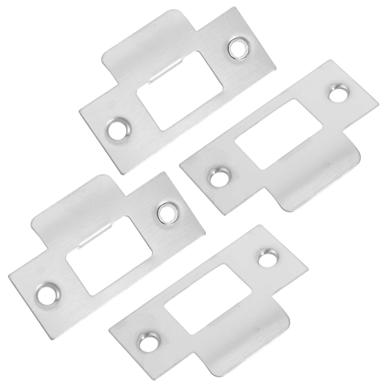 4개입 스테인리스 스틸 잠금 래치 T자형 스트라이크 실내문용 홀 필러 플레이트 침실 욕실 서재 문 보강용