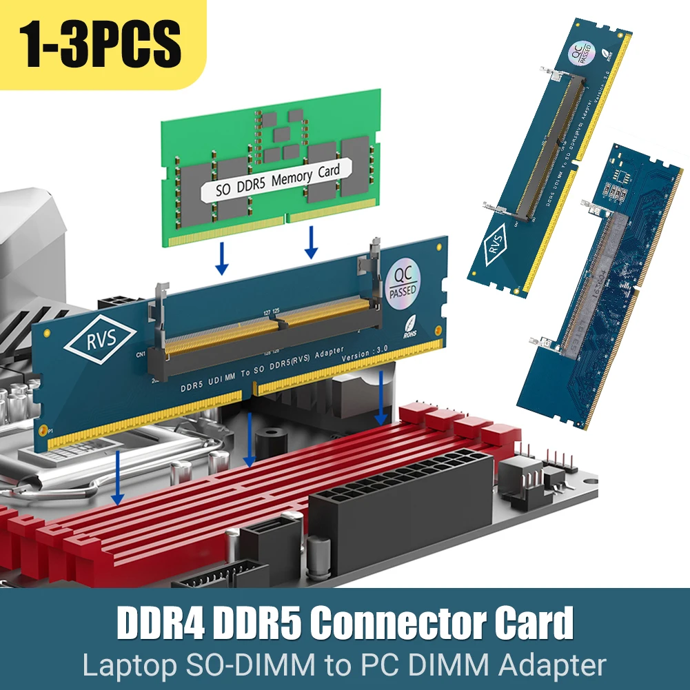 

1-3 шт. переходник DDR4 DDR5 SO-DIMM для подключения карты памяти SO-DIMM к ПК, адаптер для подключения ноутбука к настольному компьютеру, игровые аксессуары