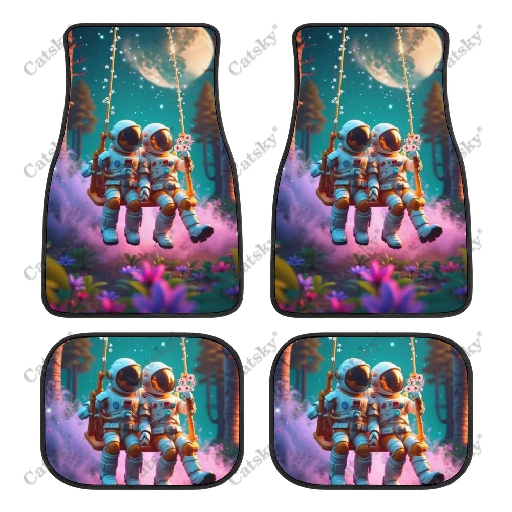 

astronaut starry sky Car Floor Mats 4 Piece Set Interior Accessories Dirt Resistant Printed Front/Rear Car Carpet