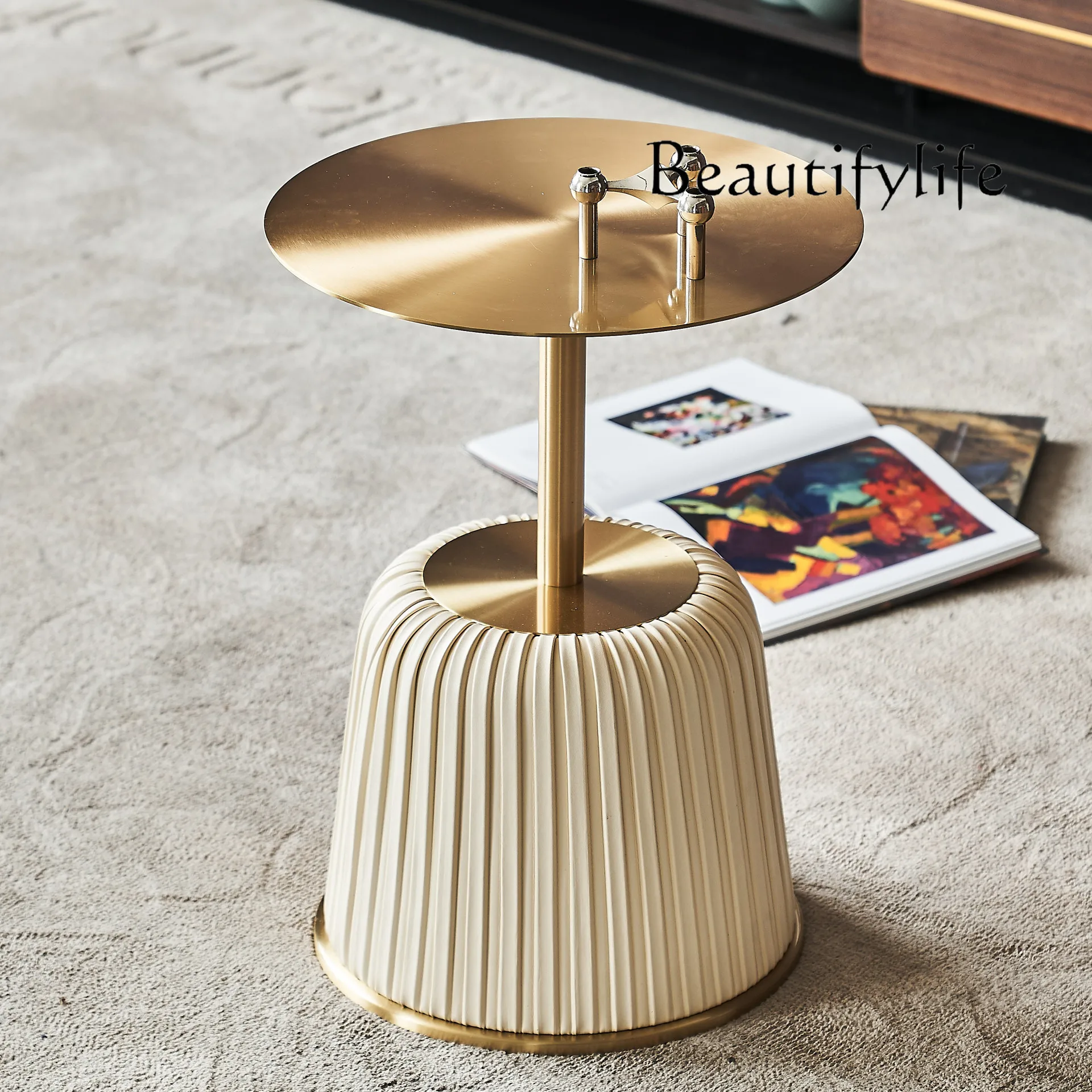 

Light luxury rock slab coffee table modern living room size round coffee table combination creative sofa side table